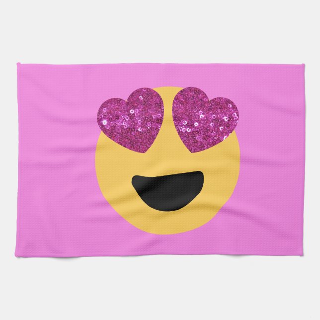 heart eye emoji kitchen towel (Horizontal)