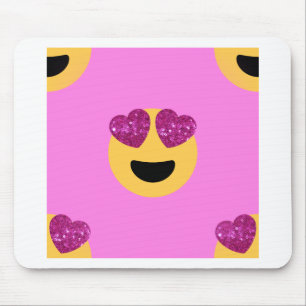 heart eye emoji mouse pad
