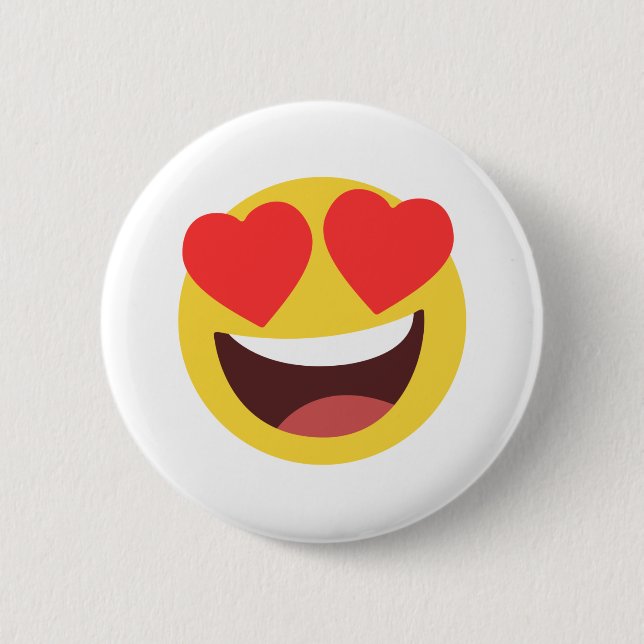 Heart Eyes Emoji 2 Inch Round Button (Front)