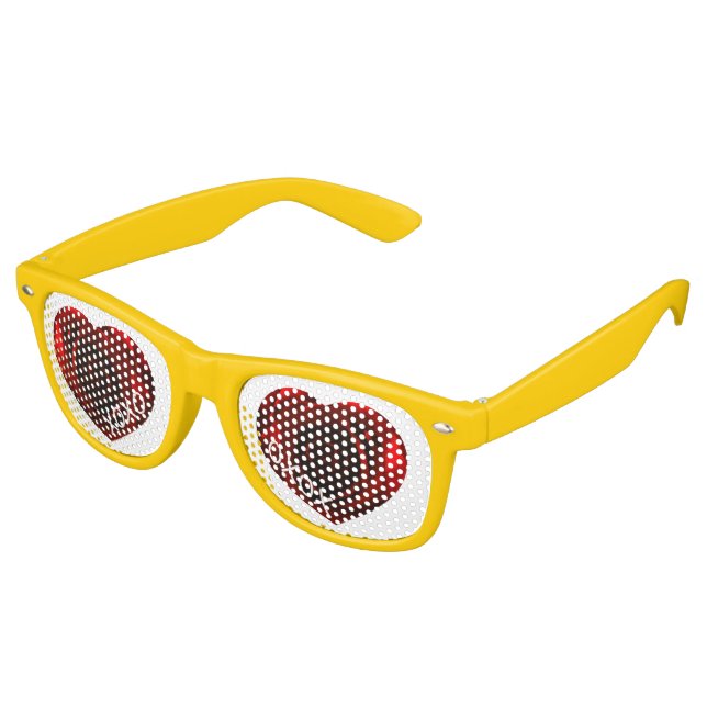Heart Eyes Emoji XOXO Retro Sunglasses (Angled)
