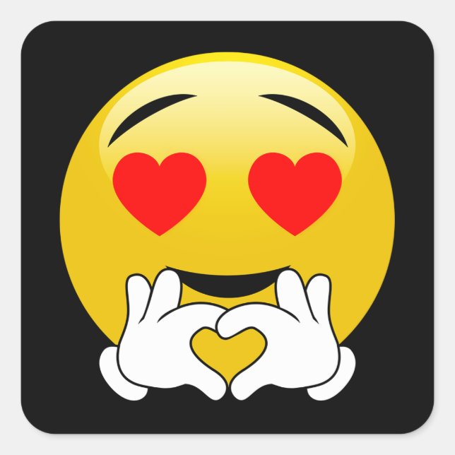 Heart Eyes & Hands Emoji Love Square Sticker (Front)