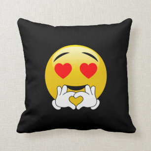 Heart Eyes & Hands Emoji Love Throw Pillow