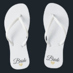 Heart Fab Bride Gold Flip Flops<br><div class="desc">Flip Flops for the Bride! Easily customizable,  change the strap colours,  sole colours,  add text or other images!</div>