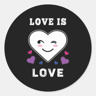 Heart Face Love Is Love LGBTQ Bisexual Pride Classic Round Sticker