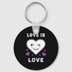 Heart Face Love Is Love LGBTQ Bisexual Pride Keychain