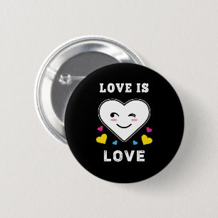 Heart Face Love Is Love LGBTQ Pansexual Pride 2 Inch Round Button