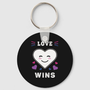 Heart Face Love Wins LGBTQ Bisexual Pride Keychain