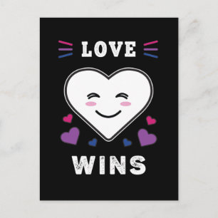 Heart Face Love Wins LGBTQ Bisexual Pride Postcard