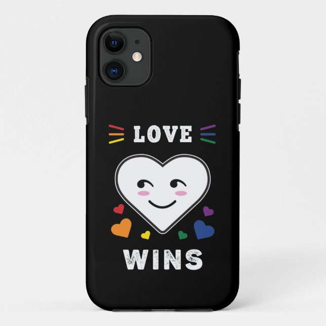 Heart Face Love Wins LGBTQ Gay Pride Case-Mate iPhone Case (Back)
