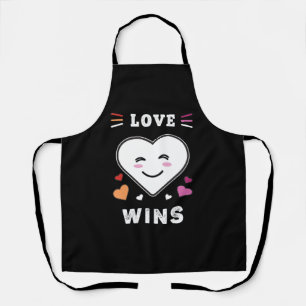 Heart Face Love Wins LGBTQ Lesbian Pride Apron