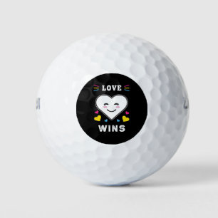 Heart Face Love Wins LGBTQ Pansexual Pride Golf Balls