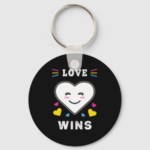 Heart Face Love Wins LGBTQ Pansexual Pride Keychain