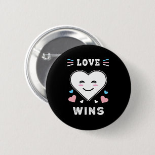 Heart Face Love Wins LGBTQ Transgender Pride 2 Inch Round Button