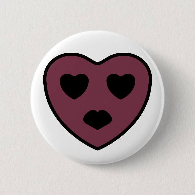 Heart Face Pout 2 Inch Round Button (Front)