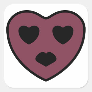 Heart Face Pout Square Sticker
