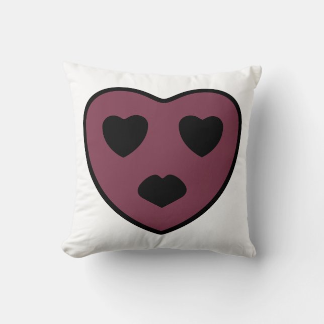 Heart Face Pout Throw Pillow (Front)