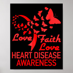 Heart Faith Hope Love Butterfly Heart Disease Awar Poster