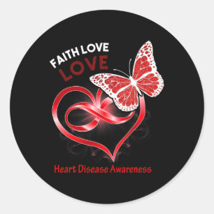 Heart Faith Hope Love Heart Disease Awareness Classic Round Sticker