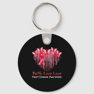 Heart Faith Hope Love Red Heart Disease Butterfly Keychain