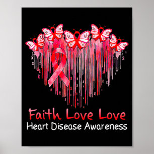 Heart Faith Hope Love Red Heart Disease Butterfly Poster