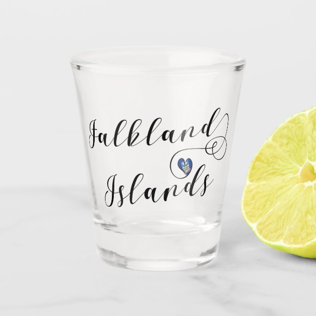 Heart Falkland Islands Flag, Falkland Isles Shot Glass (Front)