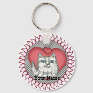 Heart Fat Cat  keychain