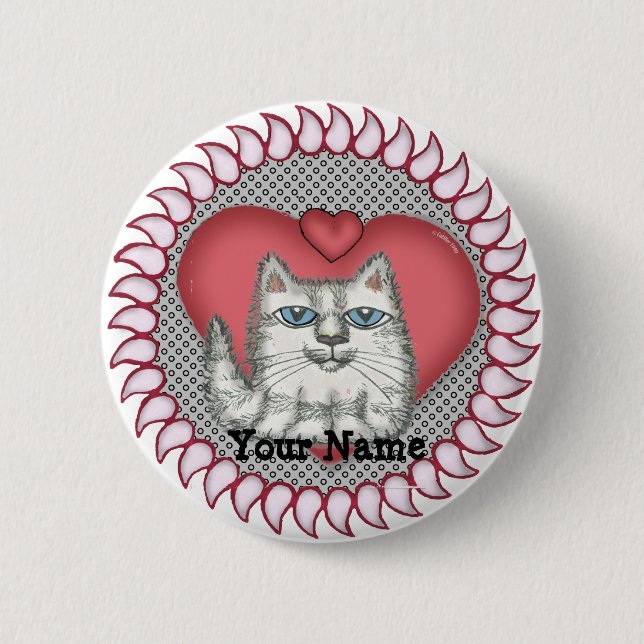 Heart Fat Cat  pin button (Front)