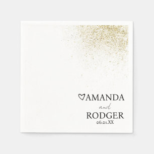 Heart Faux Glitter Balck and White Wedding Napkin