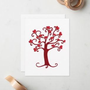 Heart Felt Tree Valentine Romance Note Card