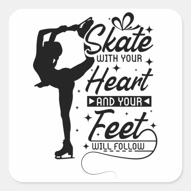 Heart Figure Skating Square Sticker (Front)