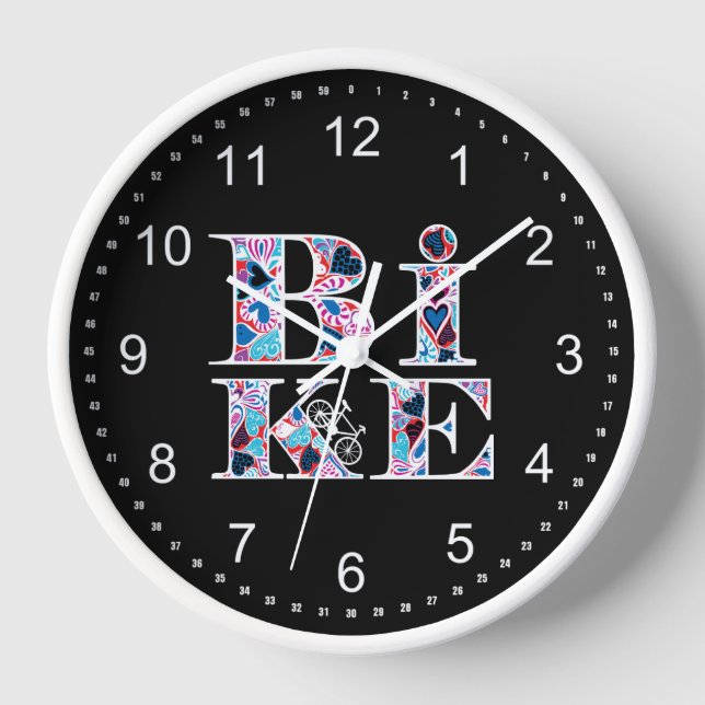 Heart Filled Bike Text Clock (Front)