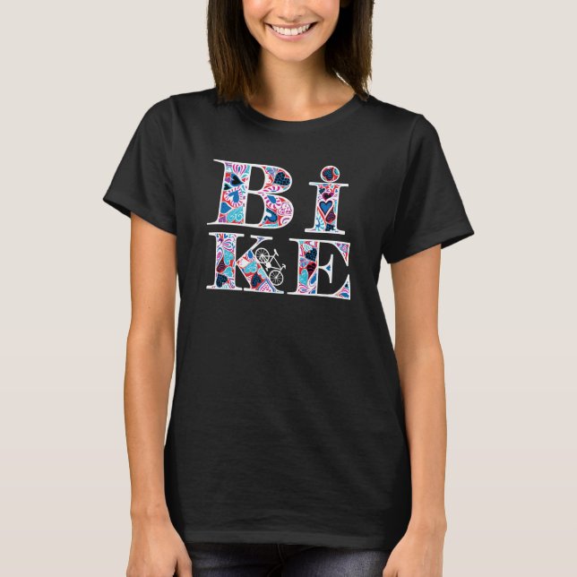 Heart Filled Bike Text T-Shirt (Front)