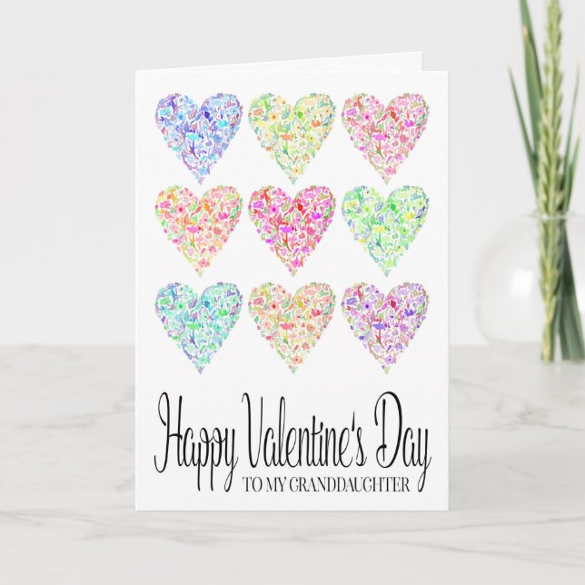 Heart Filled Happy Valentine's Day Granddaughter Card (Front)