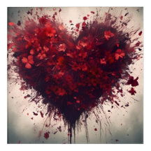 Heart Filled with Bursting Red Flowers