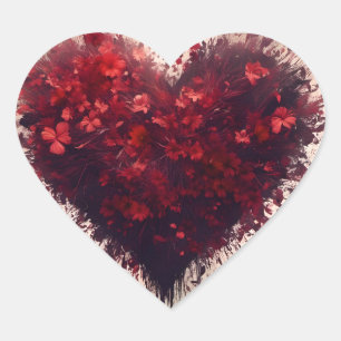Heart Filled with Bursting Red Flowers Sticker
