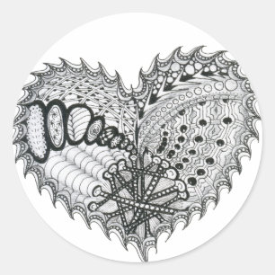 Heart Fire Doodle Classic Round Sticker