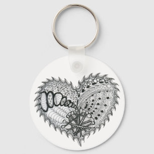 Heart Fire Doodle Keychain