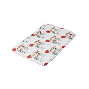 Heart Fire Snowman Shower mat bathroom