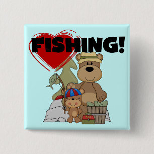 HEART Fishing Tshirts and Gifts 2 Inch Square Button
