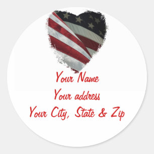 Heart Flag Address Labels