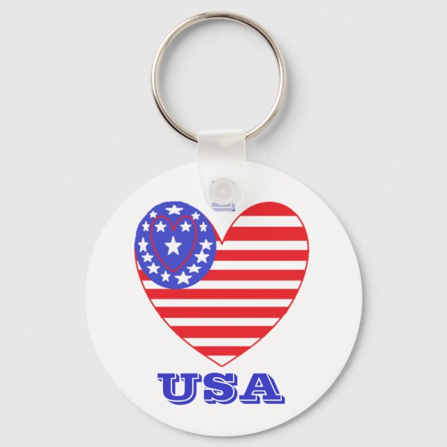 Heart Flag USA Keychain (Front)