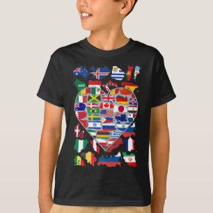 Heart Flags of the World Country Travelling T-Shirt