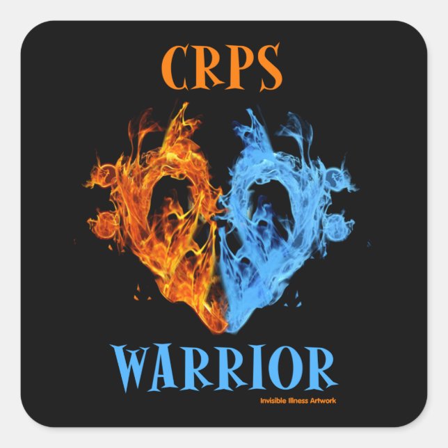 Heart/Flames...CRPS Square Sticker (Front)