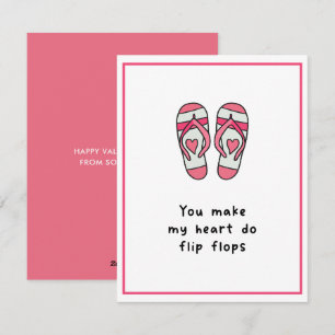 Heart Flip Flops Cute Pink Valentines Day Holiday Card