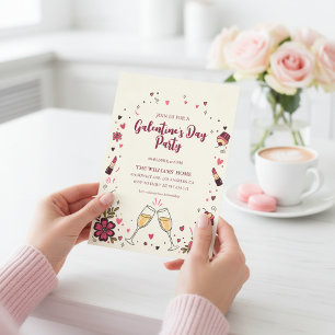 Heart Floral Galentine’s Party Invitation