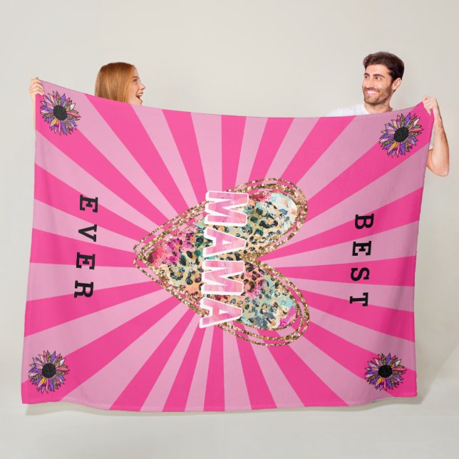 Heart Floral Mom Customize Fleece Blanket (In Situ)