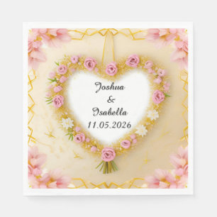 🌸 Heart Floral Name Design For Wedding Reception Napkin