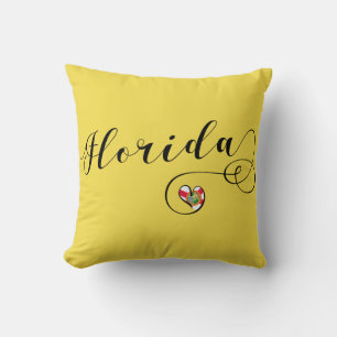 Heart Florida Pillow, Miami Floridian Throw Pillow