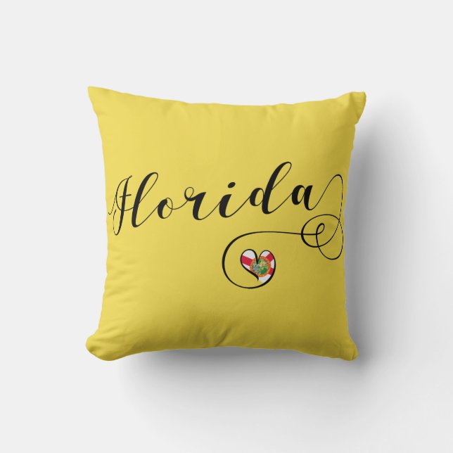 Heart Florida Pillow, Miami Floridian Throw Pillow (Front)