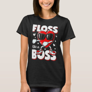 Heart Floss Like A Boss Valentines Day Boys Kids F T-Shirt